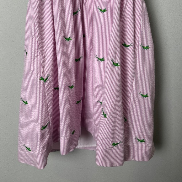 Lilly Pulitzer Seersucker Lottie Dress in Party Hopper Embroidery Twee Size 10 - Picture 8 of 14